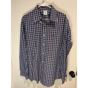 MILANO Brooks Brothers XL Men's White & Blue Plaid Cotton Dress Shirt $138